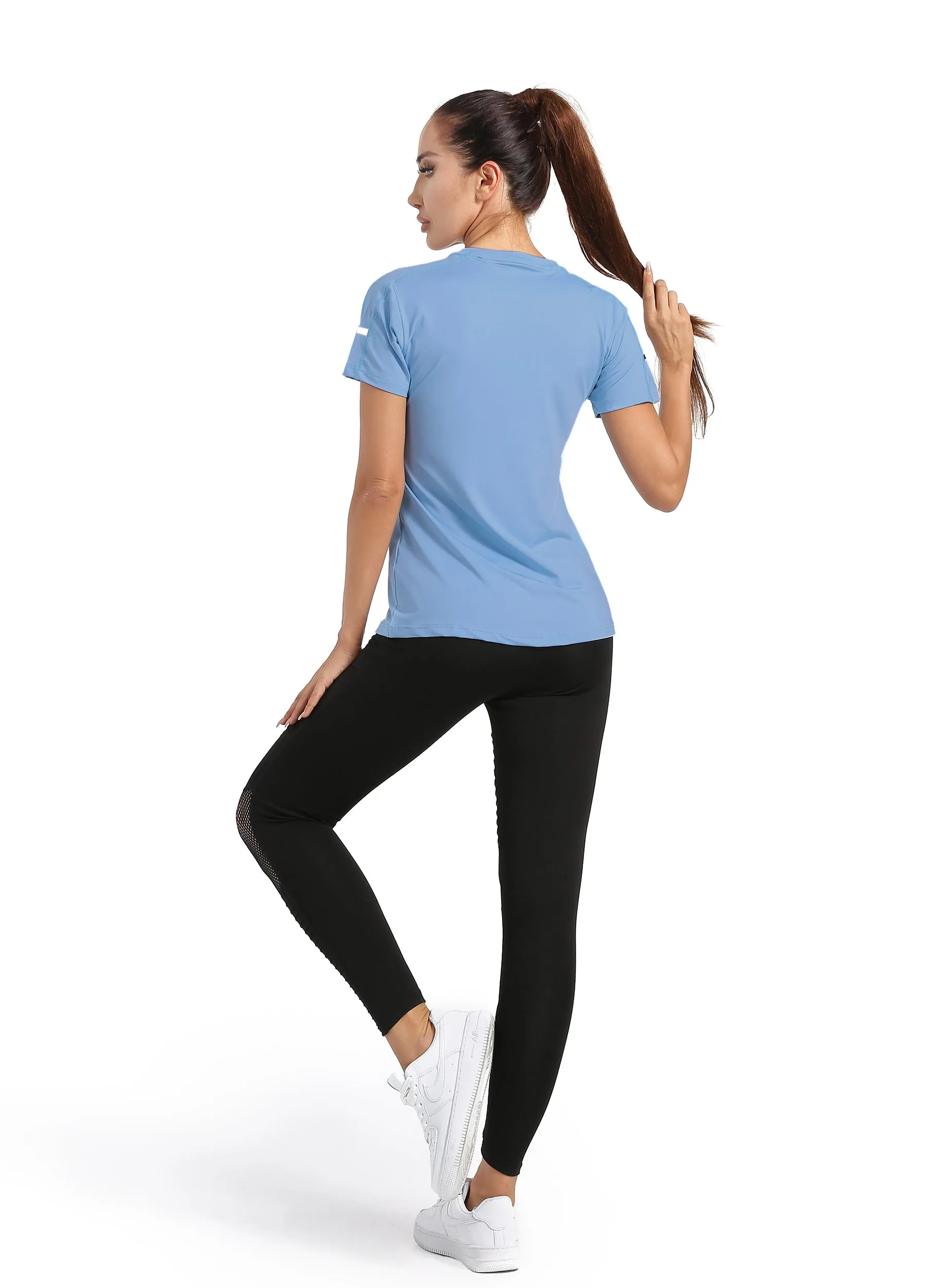 4POSE Women's Summer QUICK Dry Round Neck Stretch Training Tee(Clearance)