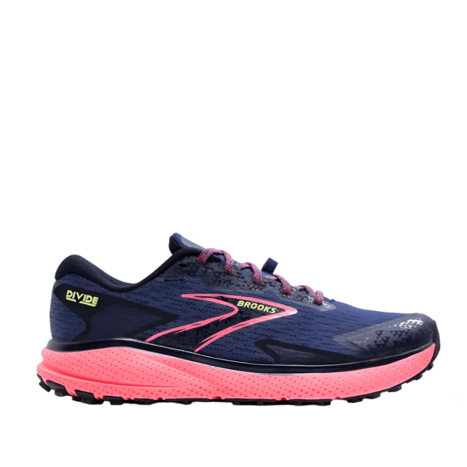 Brooks Divide 5 Women's Running Shoes in Grey Blue/Pink/Lime AW24