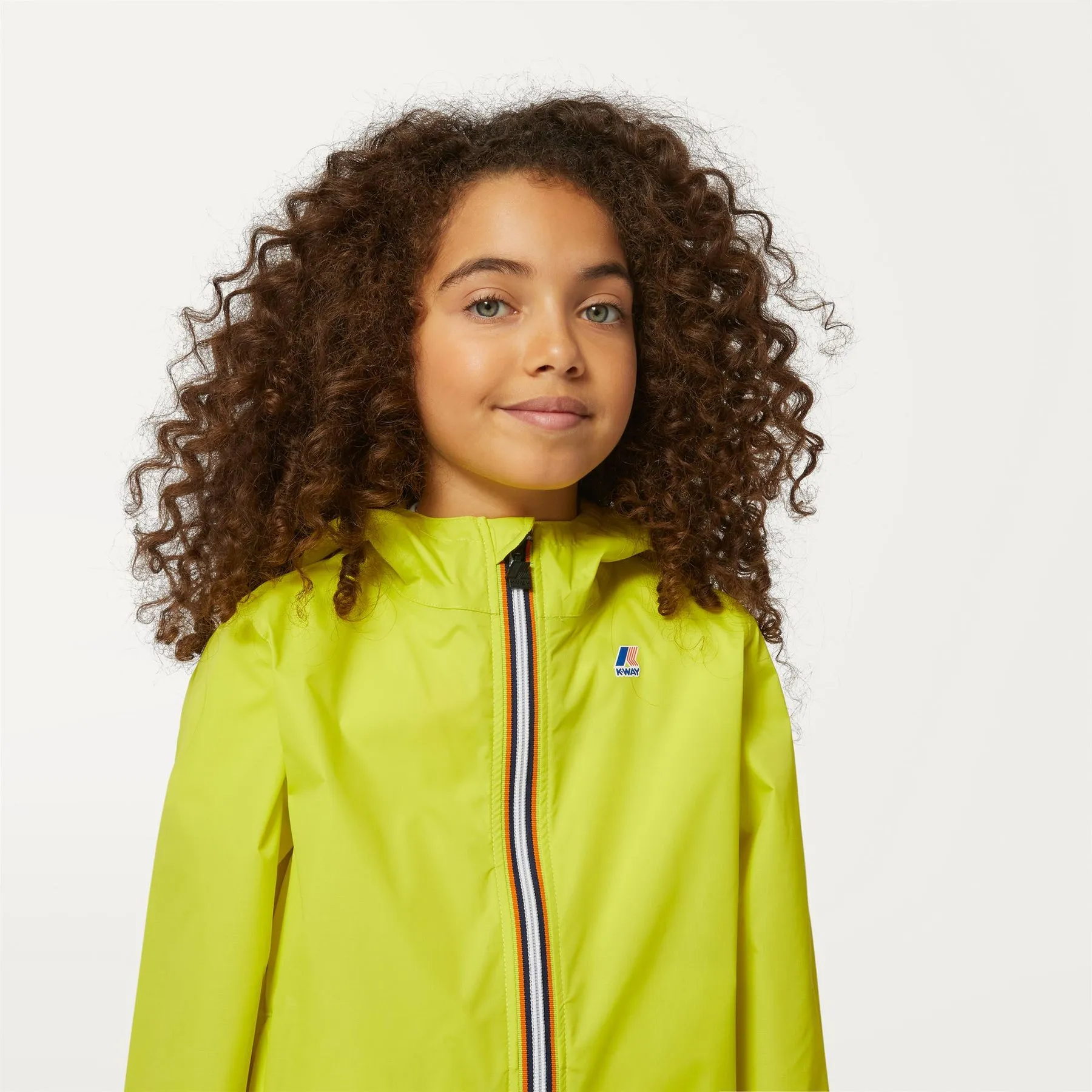 Claude - Kids Packable Full Zip Rain Jacket in Green Lime