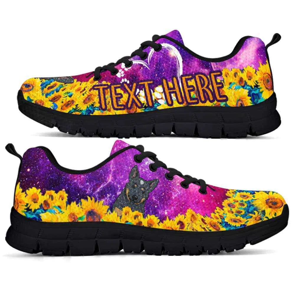 Custom Name Australian Cattle Sneaker, Heeler Sunflower Galaxy Sneakers Running Shoes, Best Running Shoes