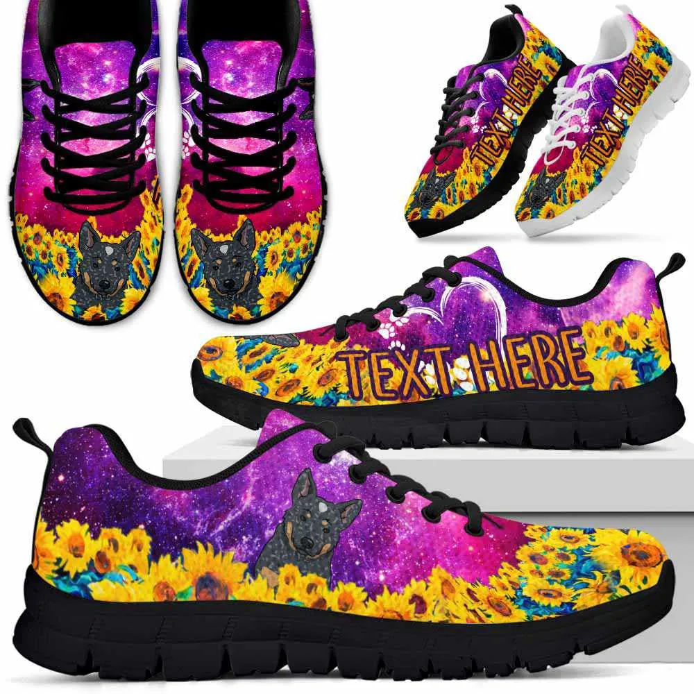 Custom Name Australian Cattle Sneaker, Heeler Sunflower Galaxy Sneakers Running Shoes, Best Running Shoes