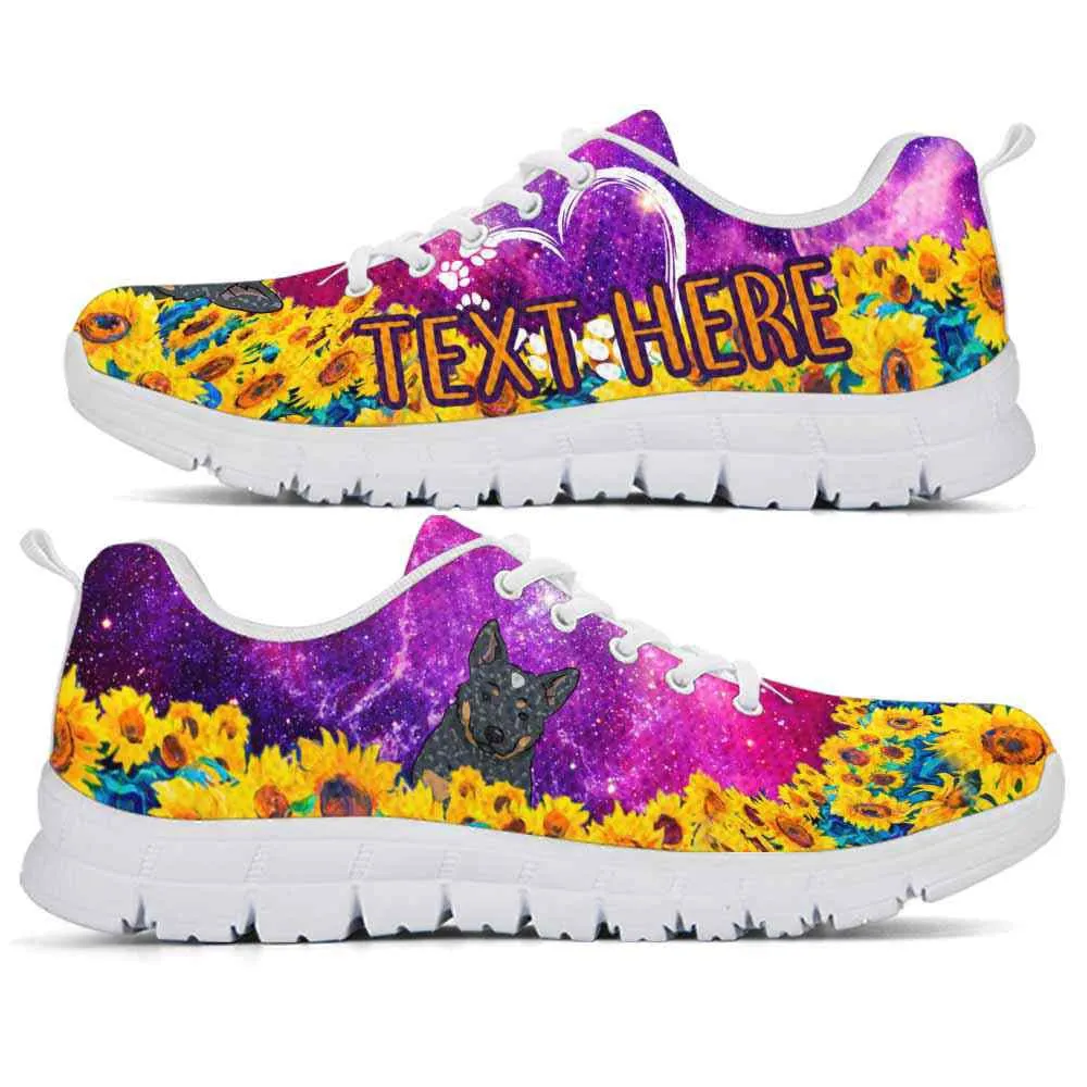 Custom Name Australian Cattle Sneaker, Heeler Sunflower Galaxy Sneakers Running Shoes, Best Running Shoes