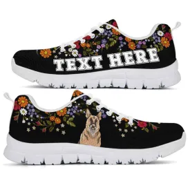 Custom Name German Shepherd Sneaker, German Shepherd Flower Floral Colorful Dog Lovers Sneakers Gym Running Shoes, Best Running Shoes