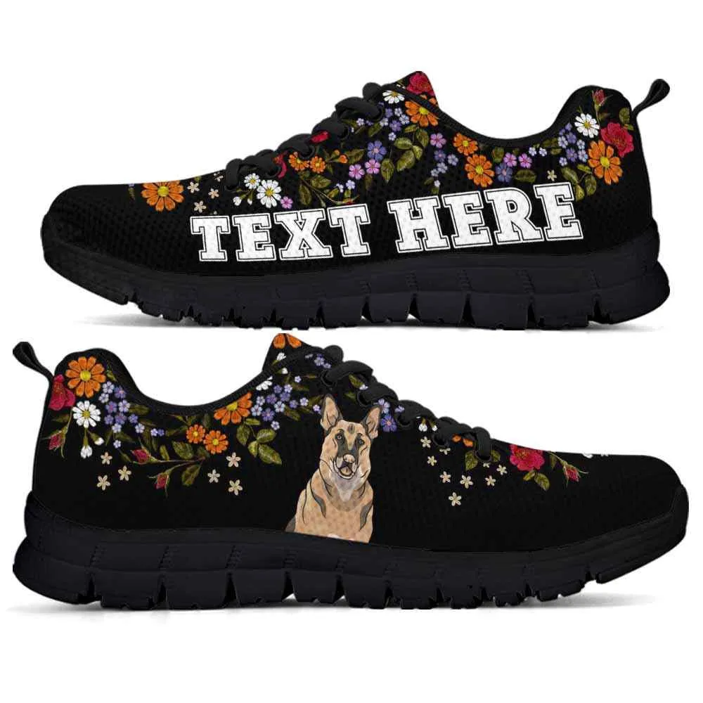 Custom Name German Shepherd Sneaker, German Shepherd Flower Floral Colorful Dog Lovers Sneakers Gym Running Shoes, Best Running Shoes