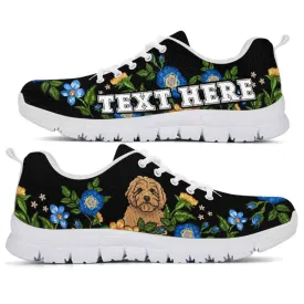 Custom Name Goldendoodle Sneaker, Goldendoodle Colorful Floral Flower Dog Lovers Sneakers Gym Running Shoes, Best Running Shoes