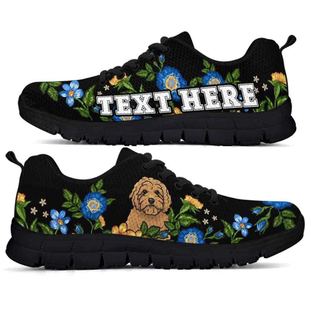 Custom Name Goldendoodle Sneaker, Goldendoodle Colorful Floral Flower Dog Lovers Sneakers Gym Running Shoes, Best Running Shoes