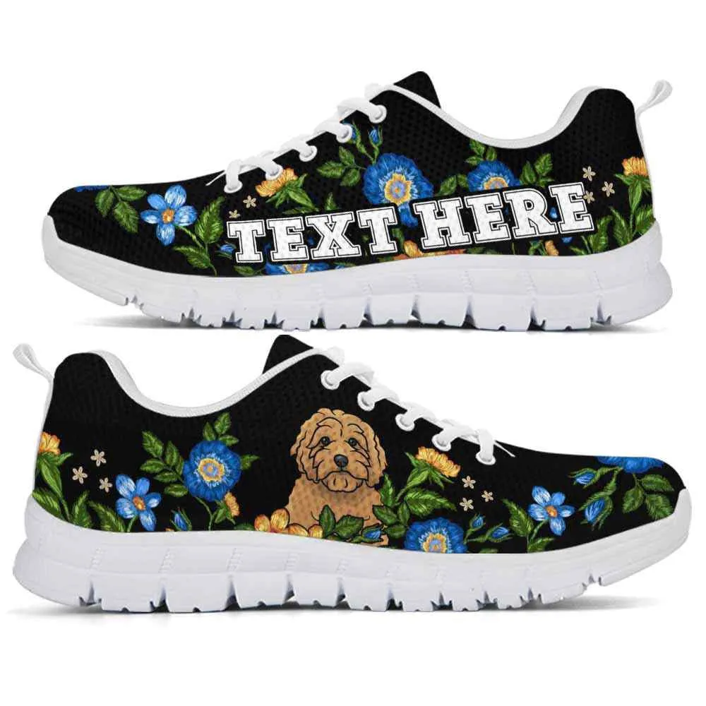 Custom Name Goldendoodle Sneaker, Goldendoodle Colorful Floral Flower Dog Lovers Sneakers Gym Running Shoes, Best Running Shoes