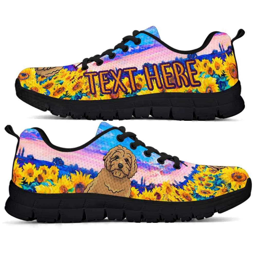 Custom Name Goldendoodle Sneaker, Goldendoodle Sunflower Sky Sneakers Running Shoes, Best Running Shoes