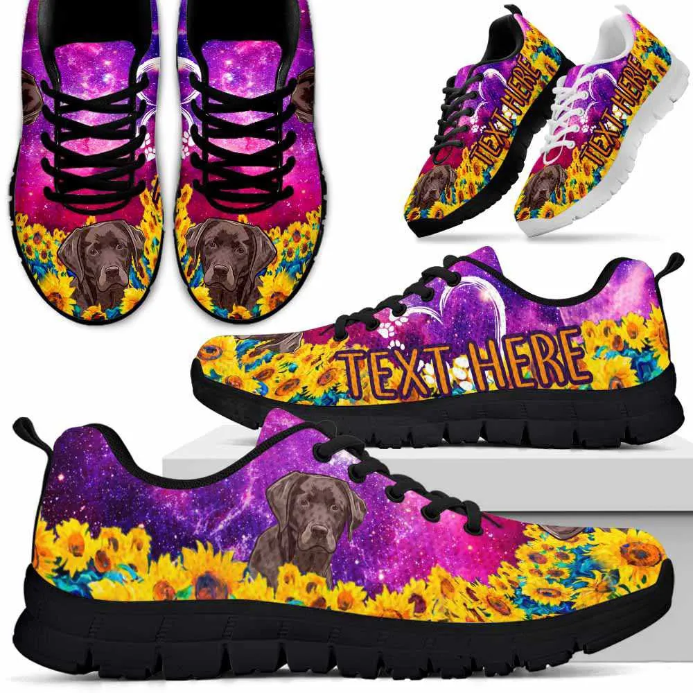 Custom Name Labrador Retriever Sneaker, Lab Sunflower Galaxy Sneakers Running Shoes, Best Running Shoes