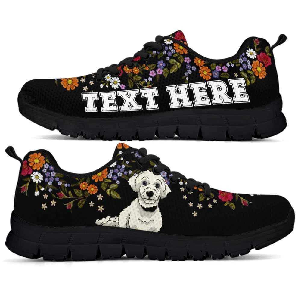 Custom Name Poodle Sneaker, Poodle Flower Floral Colorful Dog Lovers Sneakers Gym Running Shoes, Best Running Shoes