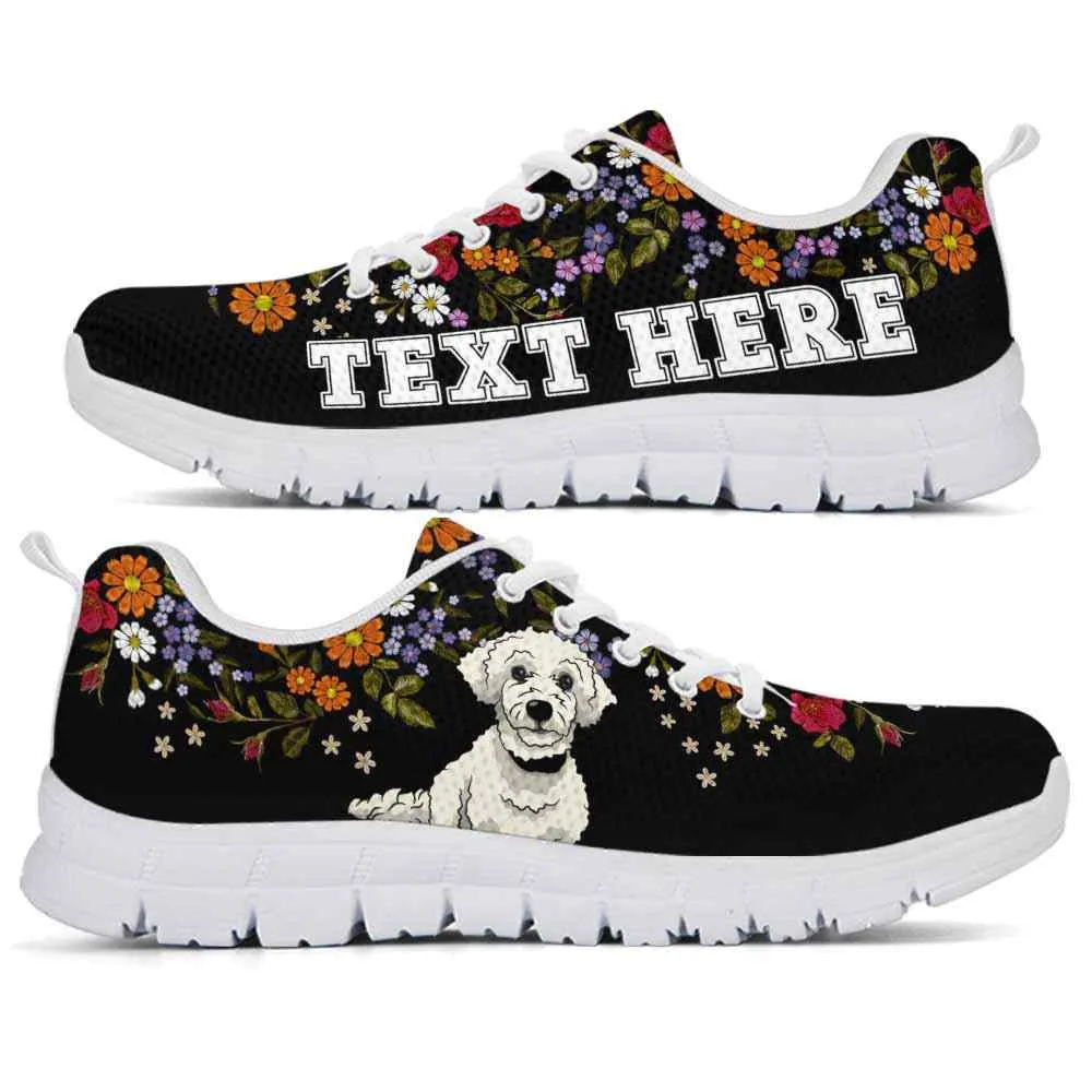 Custom Name Poodle Sneaker, Poodle Flower Floral Colorful Dog Lovers Sneakers Gym Running Shoes, Best Running Shoes