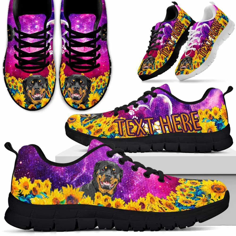 Custom Name Rottweiler Sneaker, Rottweiler Sunflower Galaxy Sneakers Running Shoes, Best Running Shoes