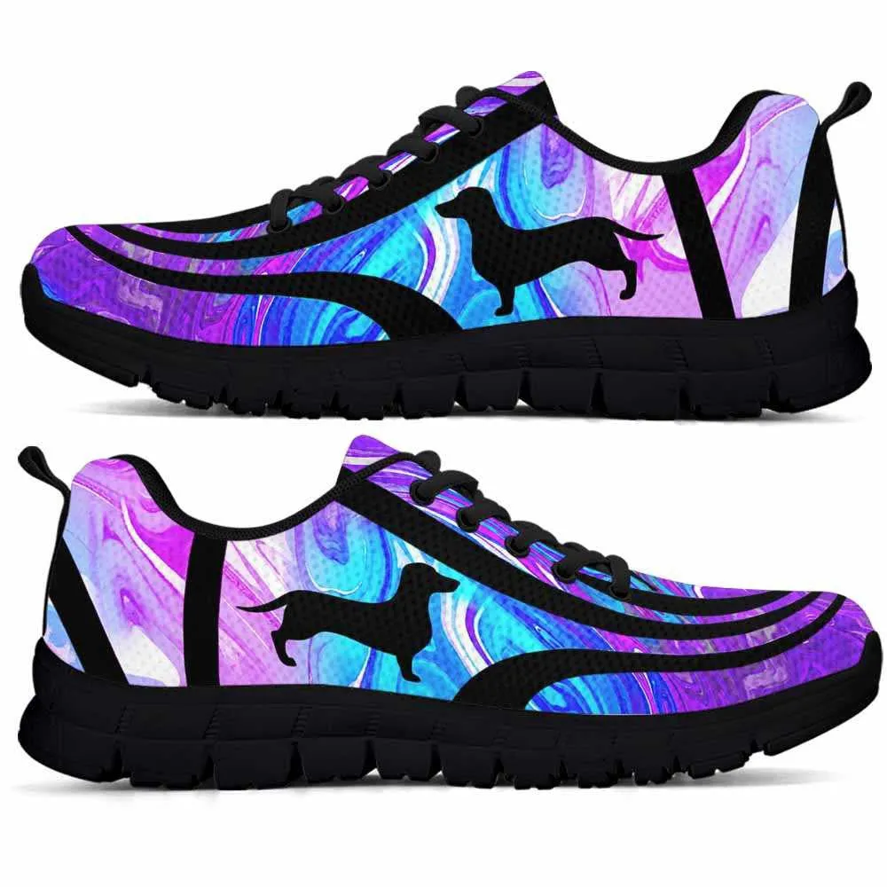 Dachshund Sneaker, Dachshund Dog Lovers Blue Purple Wave Sneakers Gym Running Shoes Gift Women Men, Dachshund Shoes