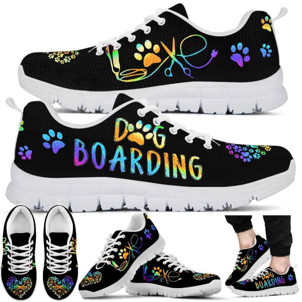 Dog Boarding Love Heart Sneakers Shoes, Dog Print Shoes, Best Running Shoes, Unique Gifts For Dog Lovers