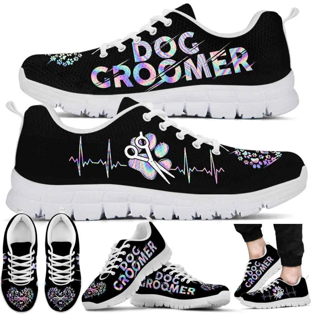 Dog Groomer Sneaker, Dog Groomer Heart Hologram Sneakers Shoes, Best Running Shoes, Unique Gifts For Dog Lovers