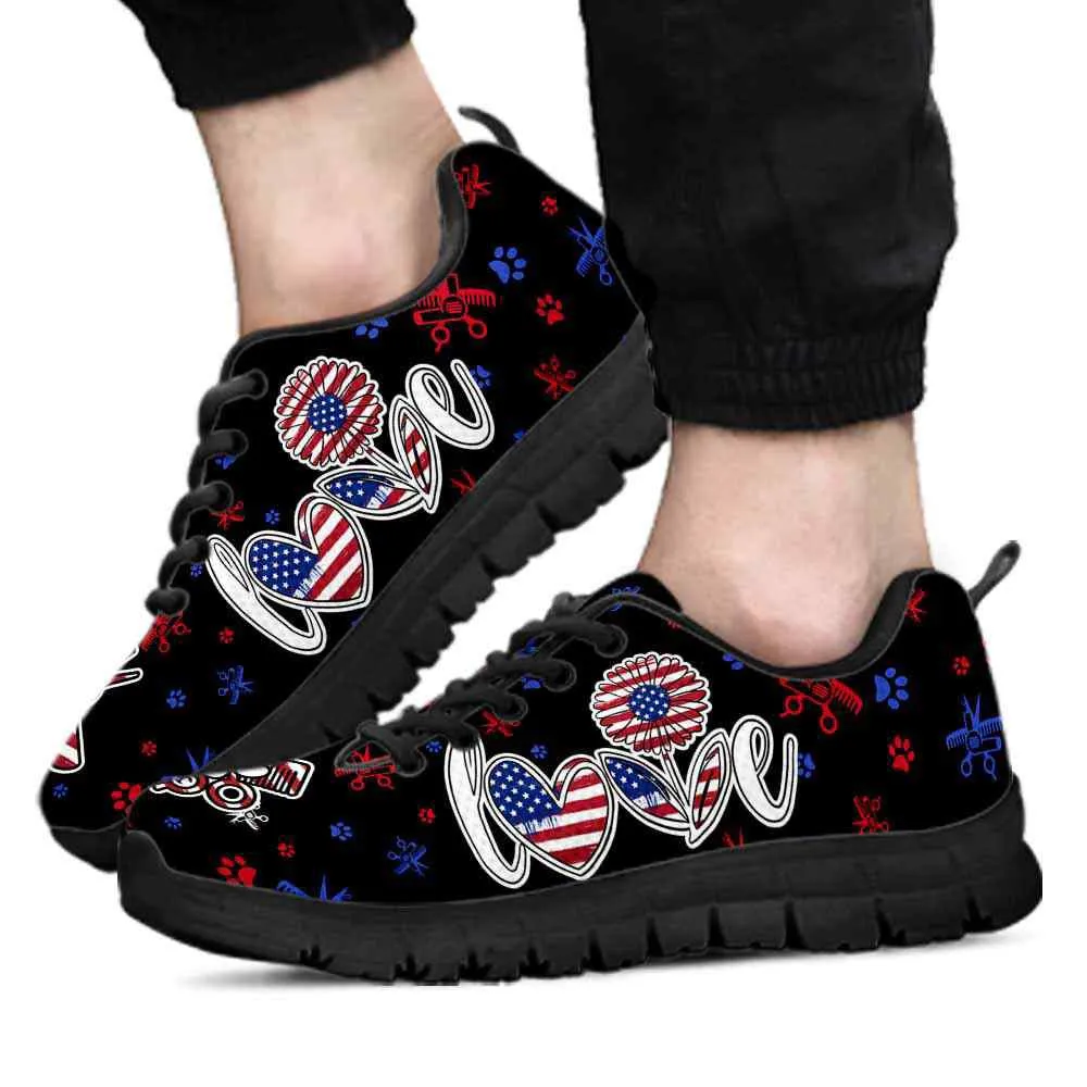 Dog Groomer Sneaker, Dog Groomer Love American Flag Sneakers Shoes, Best Running Shoes, Unique Gifts For Dog Lovers