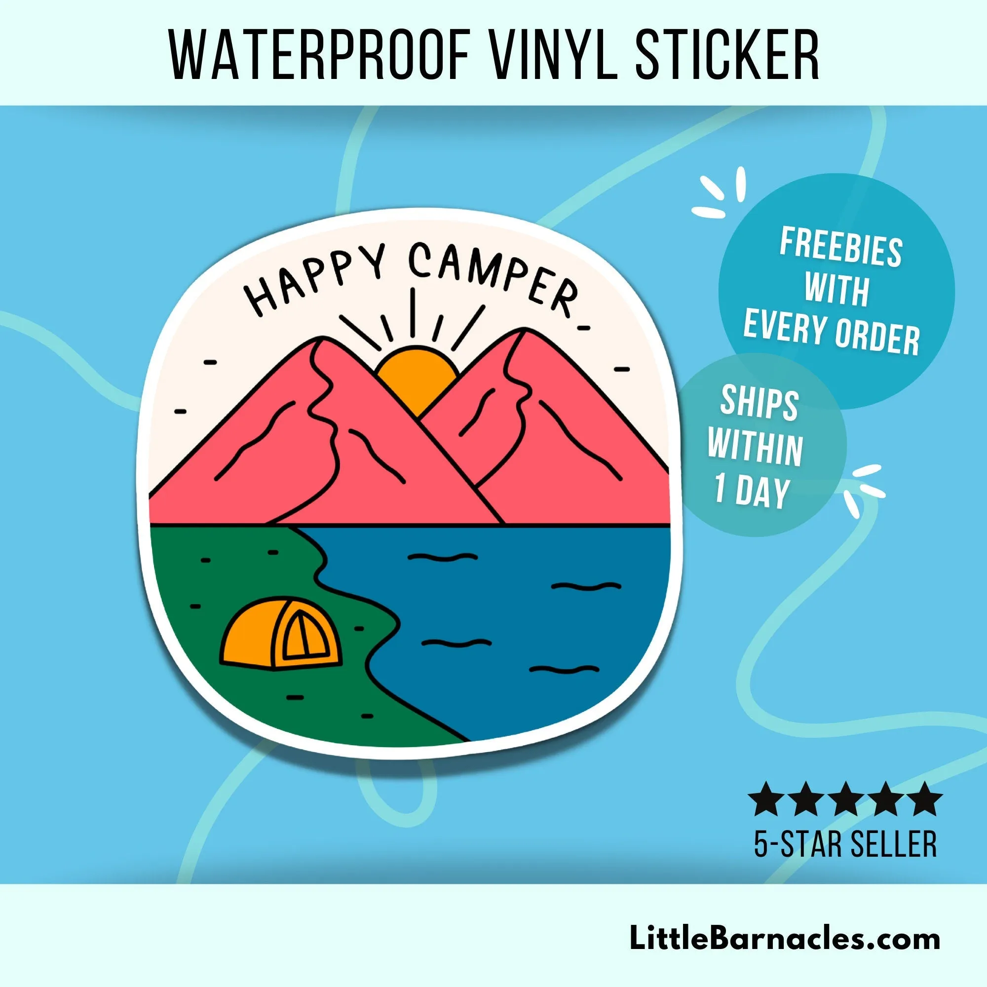 Happy Camper Sticker Camping Hiking Sticker