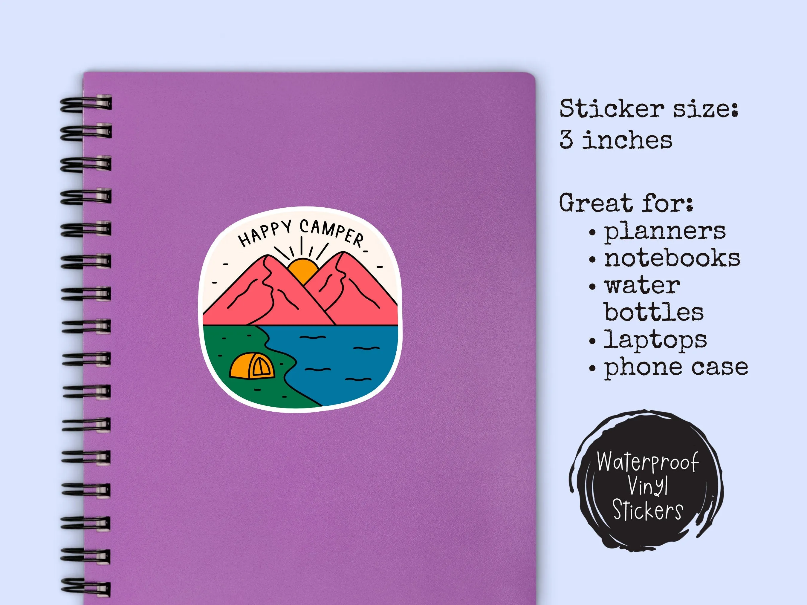 Happy Camper Sticker Camping Hiking Sticker