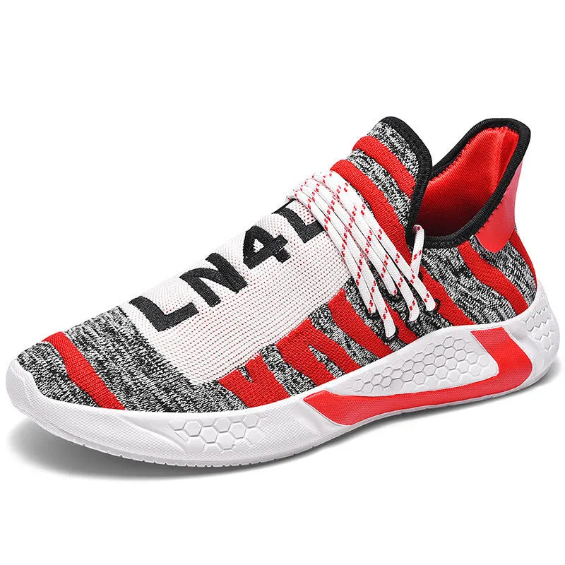 Large Size Knife Edge Men's Shoes Mesh Fly Woven Running Shoes Men