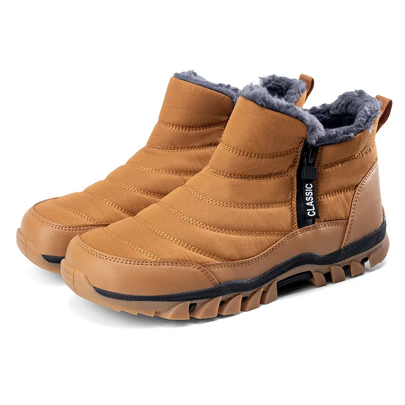 Men's Warm Waterproof Non-slip Hiking Shoes Fleece Outdoor Boots