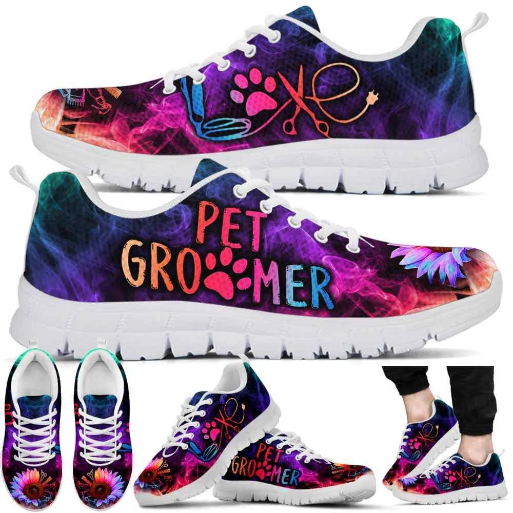 Pet Grooming Sunflower Smoke Sneakers Shoes, Dog Print Shoes, Best Running Shoes, Unique Gifts For Dog Lovers