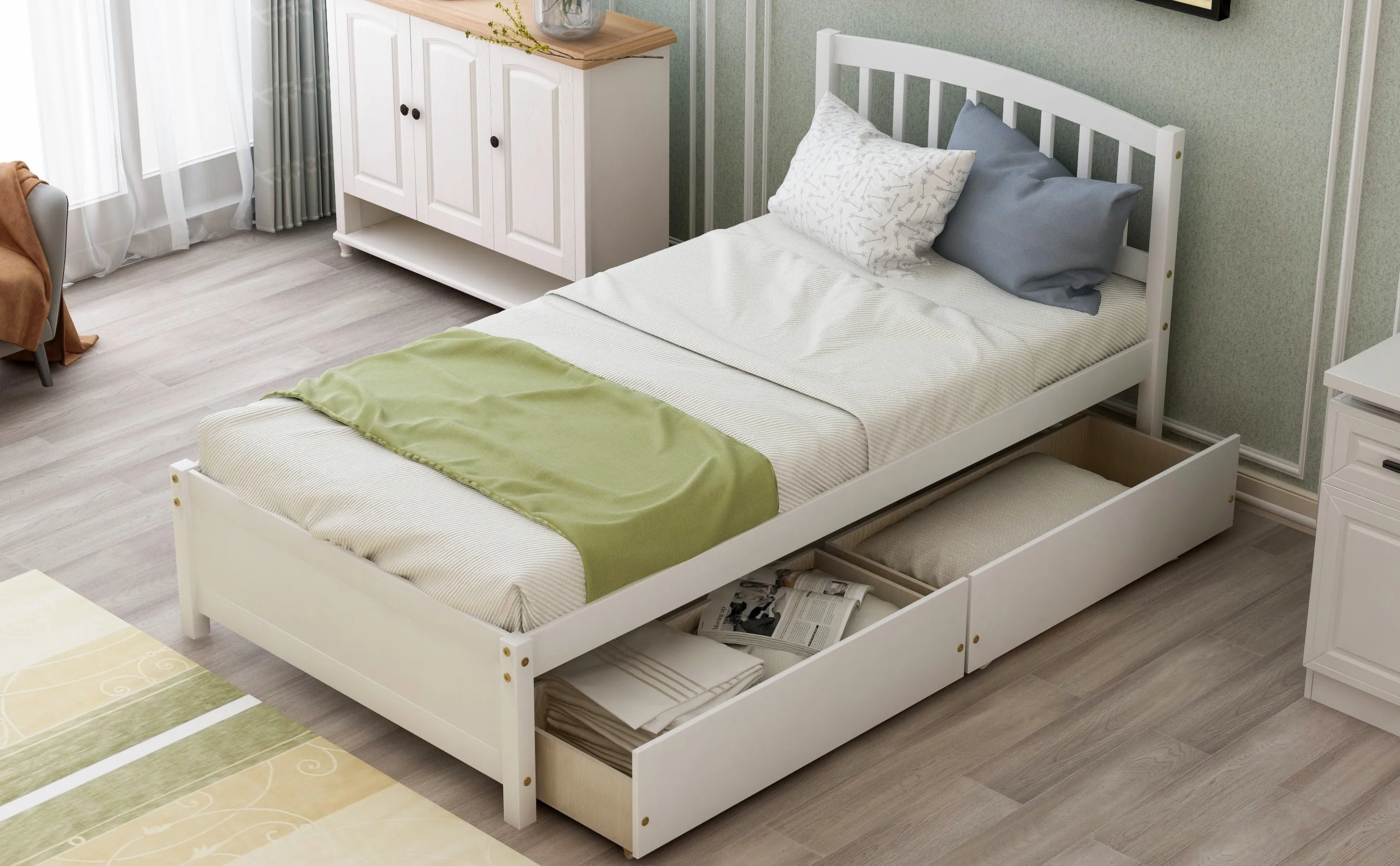 White Haven Twin Storage Bed